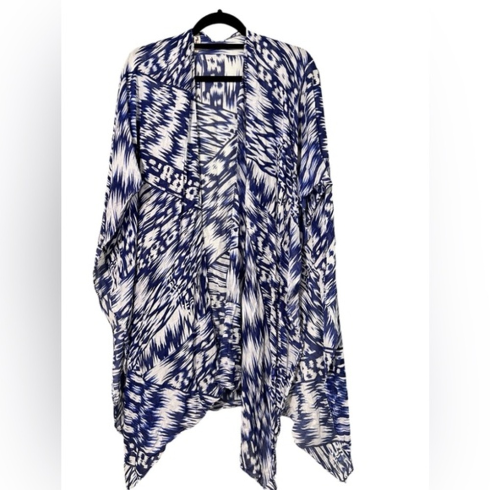 Michael Stars Lightweight Blue White Open Coverup Wrapโ Shawl One Size